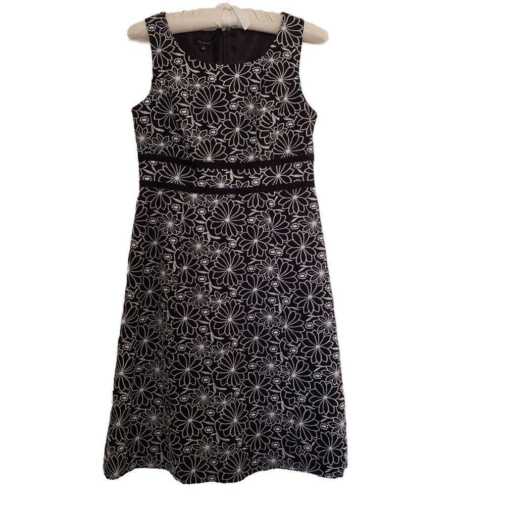 Talbots Women's Linen Blend Floral Embroidered A-Line Dress Size 2